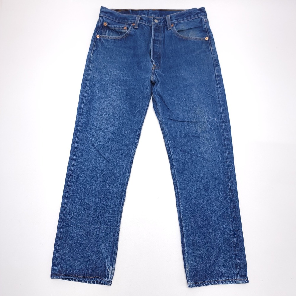 Vintage Levis 501xx Jeans Mens 31 x 28‎ Blue USA Made Denim Pants Unique Stitch